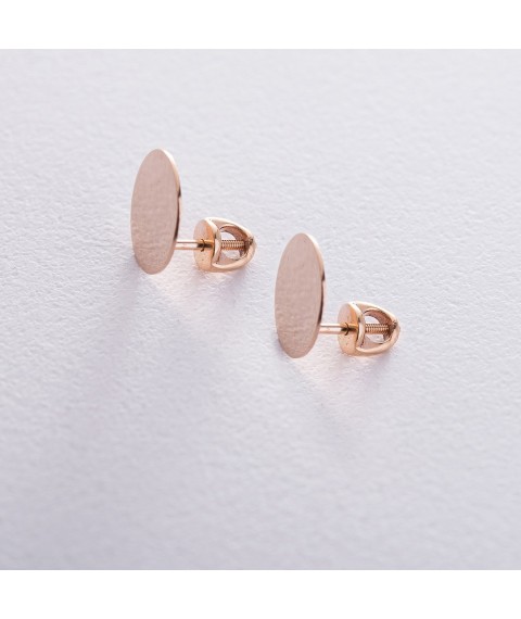 Gold stud earrings "Circles" s06464 Onyx