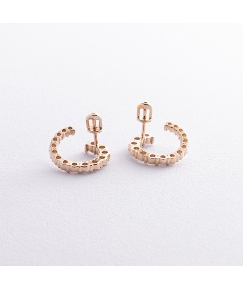 Earrings - studs "Samantha" with cubic zirconia (yellow gold) s08447 Onyx