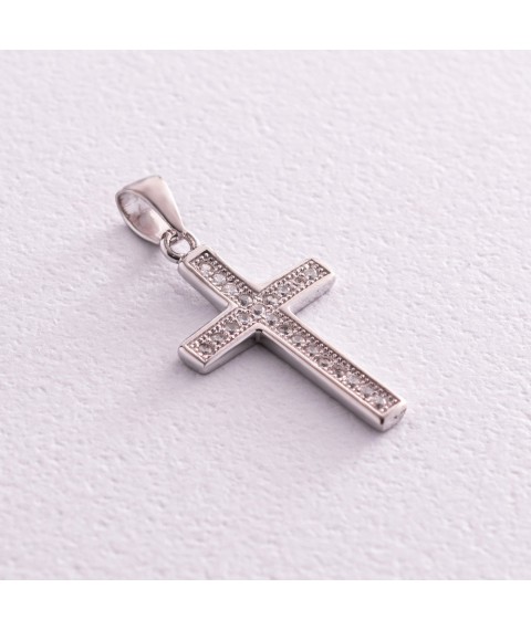 Крестик из серебра (родий ,фианиты) 131591 Онікс