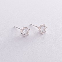 Silver stud earrings with cubic zirconia 122333 Onyx
