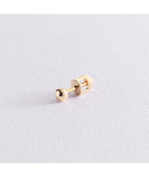 Gold single earring "Ball" s07716 Onyx