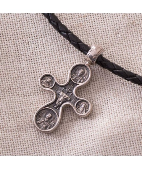 Silver cross with blackening "Etymasia. Eight Saints" 13529 Onyx