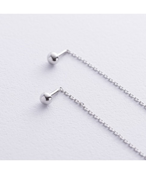Срібні сережки - протяжки "Кульки" 902-01286 Онікс