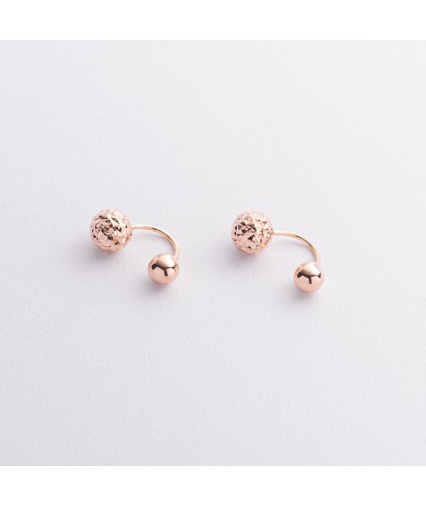 Серьги "Шарики" в красном золоте с09322 Онікс