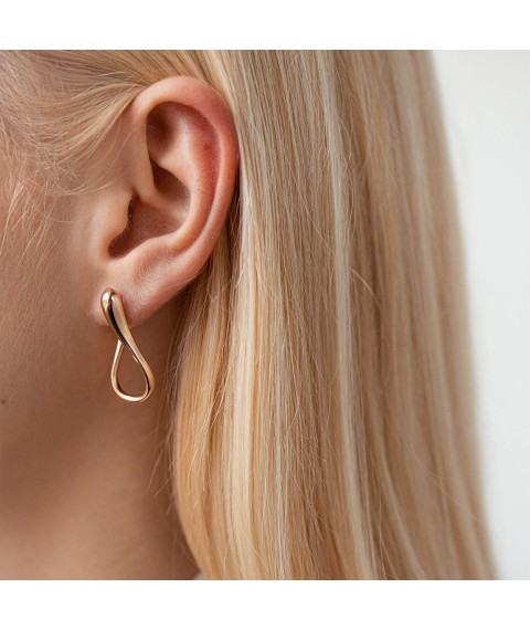 Gold earrings "Droplets" s07722 Onyx