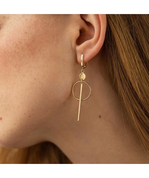 Earrings "Geometry" in yellow gold s08537 Onyx