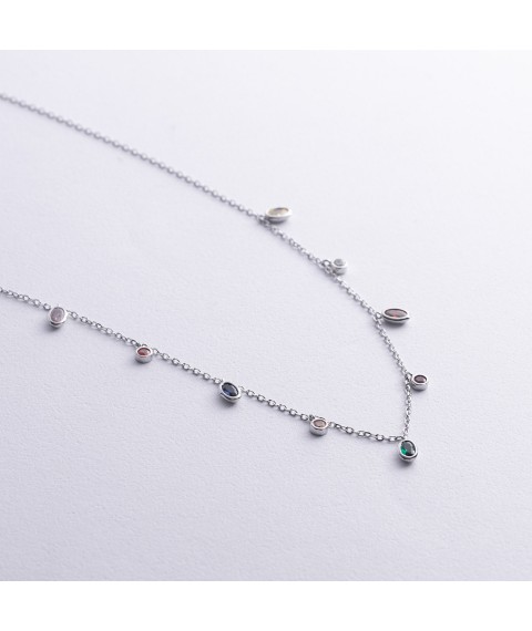 Silver necklace with multi-colored cubic zirconia 181301 Onix 45