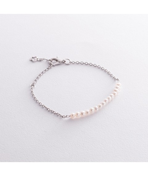 Silver bracelet with pearls 4209р-3PWT Onix 18
