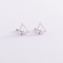 Сережки-пусети "Трикутники" (біле золото) с06979 Онікс