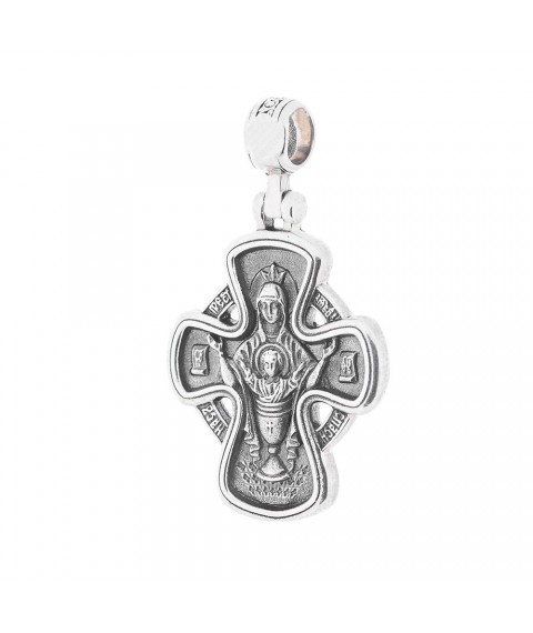 Silver cross with blackening "Lord Pantocrator. Icon of the Mother of God "Inexhaustible Chalice" 13605 Onyx