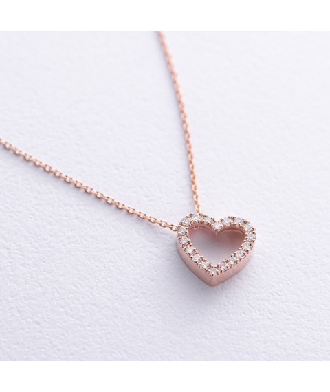 Gold necklace "Heart" with diamonds flask0131di Onix 43