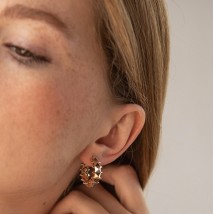 Earrings - rings in red gold s08482 Onyx
