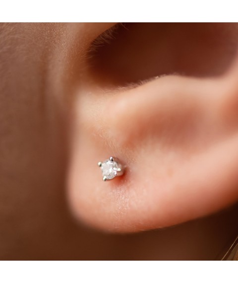 Gold earrings - studs with diamonds 335401121 Onyx