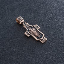 Golden Orthodox cross "Guardian Angel" p02688 Onyx