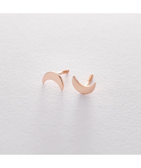 Gold stud earrings "Moon" s06311 Onyx
