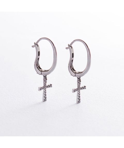 Gold earrings with crosses (diamond) sb0229sa Onix