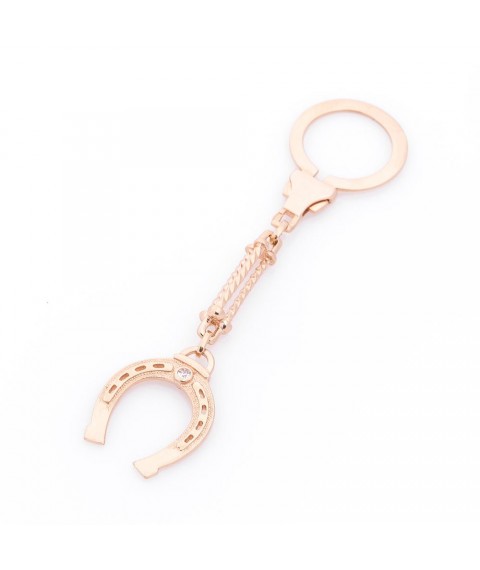 Gold keychain "Horseshoe" with cubic zirconia br00010 Onix