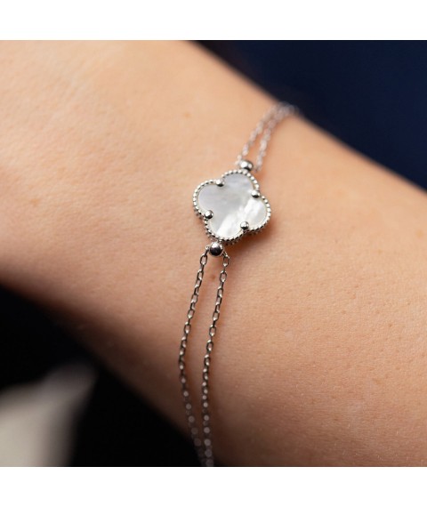 Silver bracelet "Clover" with mother of pearl 141697 Onix 20