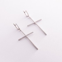 Silver earrings "Crosses" with white cubic zirconia 3610 Onyx