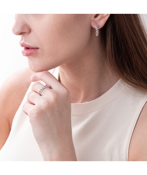 Silver earrings "Anette" 122993 Onyx