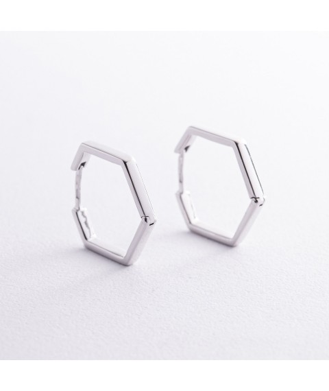 Срібні сережки "Шестикутники" 902-01270 Онікс