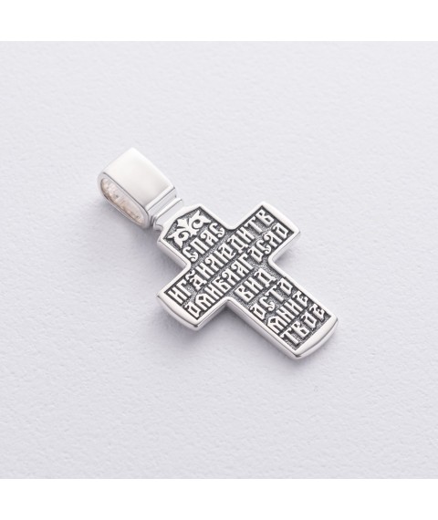 Silver cross "Crucifixion of Christ. Deesis" (blackening) 132991 Onyx