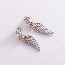 Silver earrings - studs "Wings" 4756 Onyx