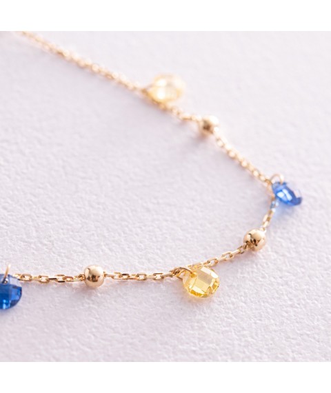 Gold bracelet "Independent" with balls (blue and yellow cubic zirconia) b05156 Onix 19