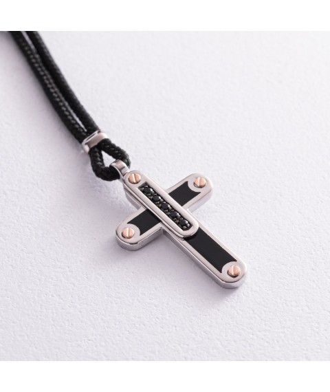 Men's necklace "Cross" made of silver ZANCAN EXC290R-N Onix 50