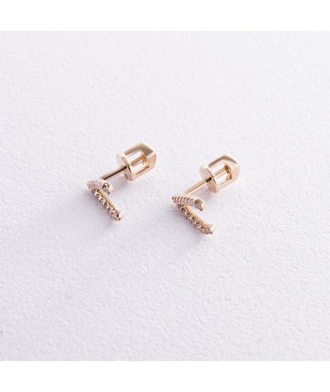 Earrings - studs "Accent" with cubic zirconia (yellow gold) s08472 Onyx