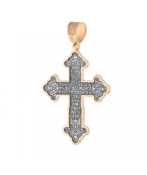 Silver cross "Crucifixion" with gold plated 132511 Onyx