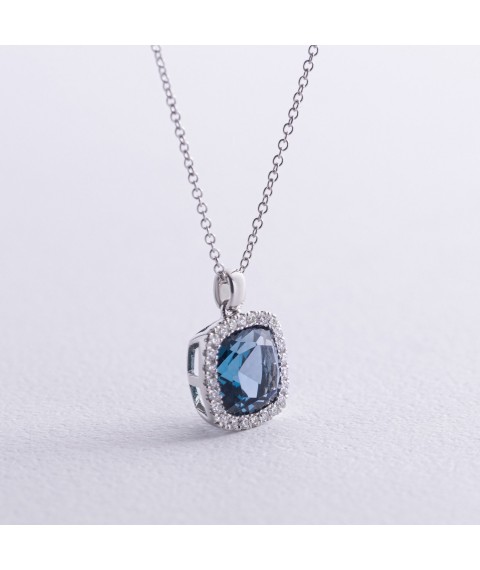 Gold necklace (London Blue topaz, diamonds) flask0121sm Onyx 46