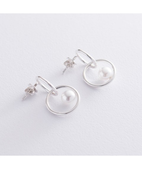 Срібні сережки "Муза" (перли) 122664 Онікс