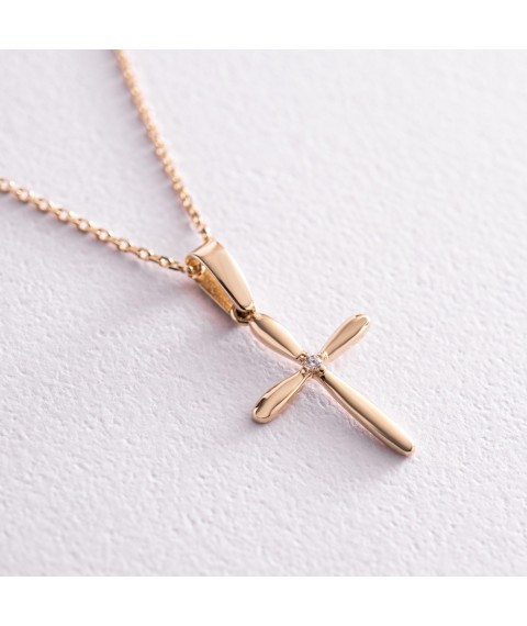 Gold necklace "Cross" with cubic zirconia col02195 Onix 45