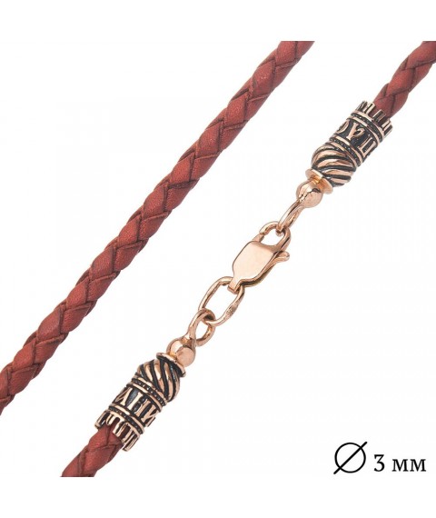 Red leather cord with gold clasp "Save and Preserve" (3 mm) count00941 Onix 60