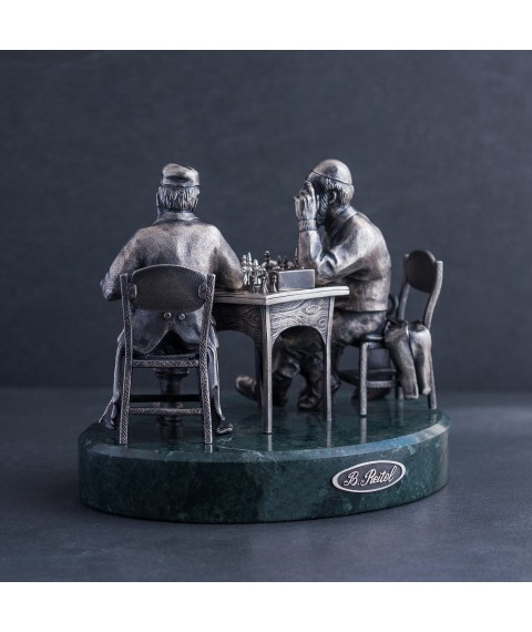 Handmade silver figure "Jewish chess players" 23083 Onyx
