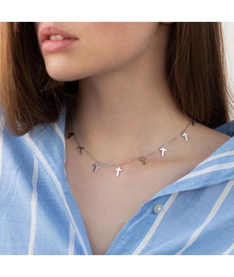 Silver necklace "Cross" (9 pcs) 181034 Onix 40