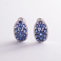 Gold earrings with diamonds and sapphires MR16037Egm Onyx