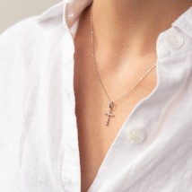 Gold necklace "Cross" with cubic zirconia col02196 Onix 45