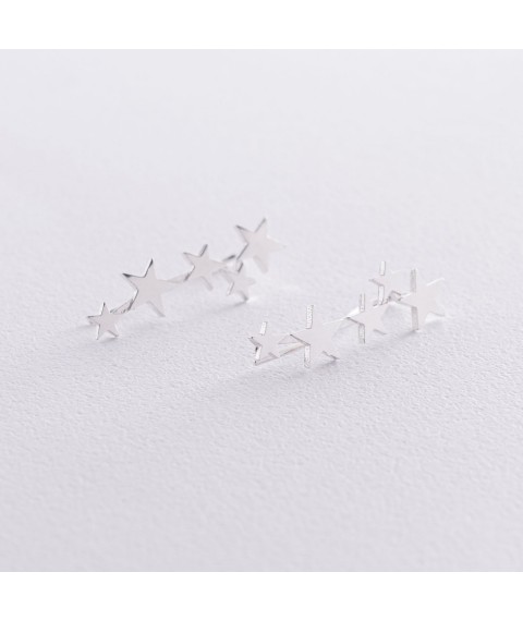 Climber earrings "Stars" in silver 122917 Onyx