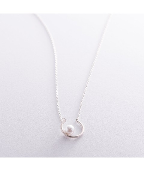 Silver necklace with pearl 181015 Onix 45