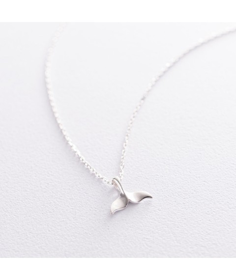 Silver necklace "Whale Tail" 181056 Onyx 40