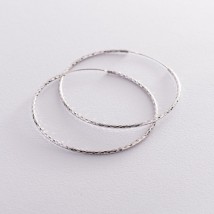 Серьги - кольца в серебре (6.1 см) 122957 Онікс