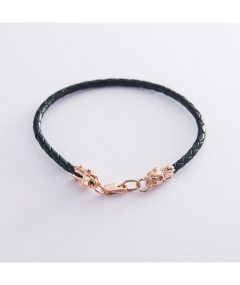 Leather bracelet with gold clasp "Lion's power" b02462 Onix 19