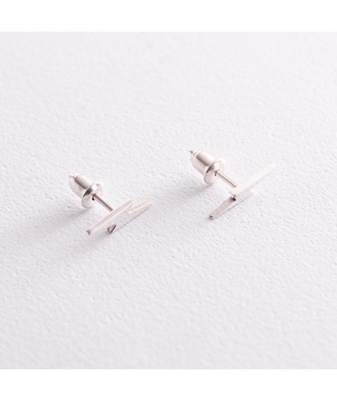 Silver earrings - studs "Lightning" 123217 Onyx