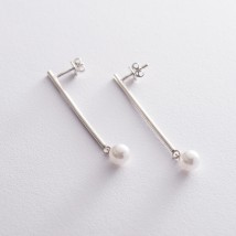 Silver earrings "Grace" (artificial pearls) 122619 Onyx