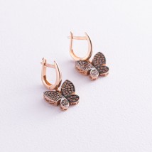 Золоті сережки "Метелики з фіанітами" с05457 Онікс