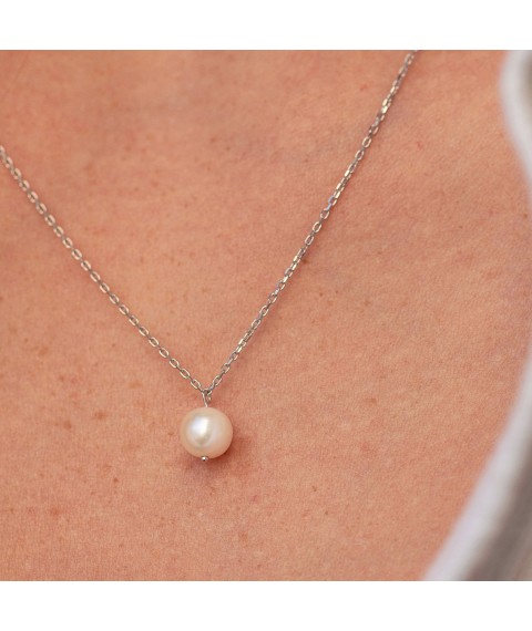 Necklace with pearl (white gold) count02400 Onix 45