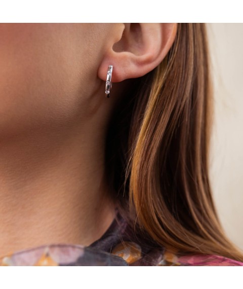 Silver earrings - rings (cubic zirconia) OR110510 Onyx