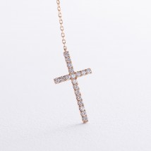 Gold necklace - "Cross" tie with diamonds flask0115mi Onix